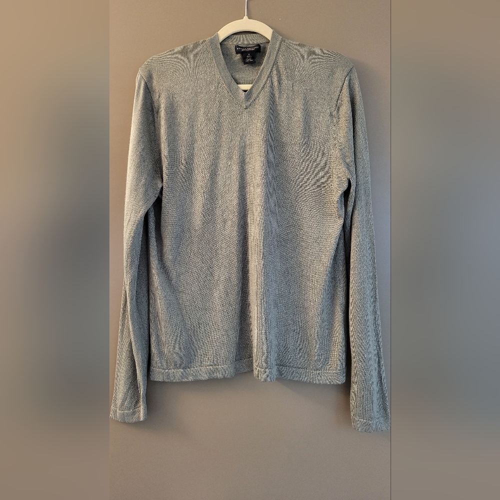 Banana Republic Men's Silk Cashmere V-Neck Pullover Sweater, Olive Green, Small